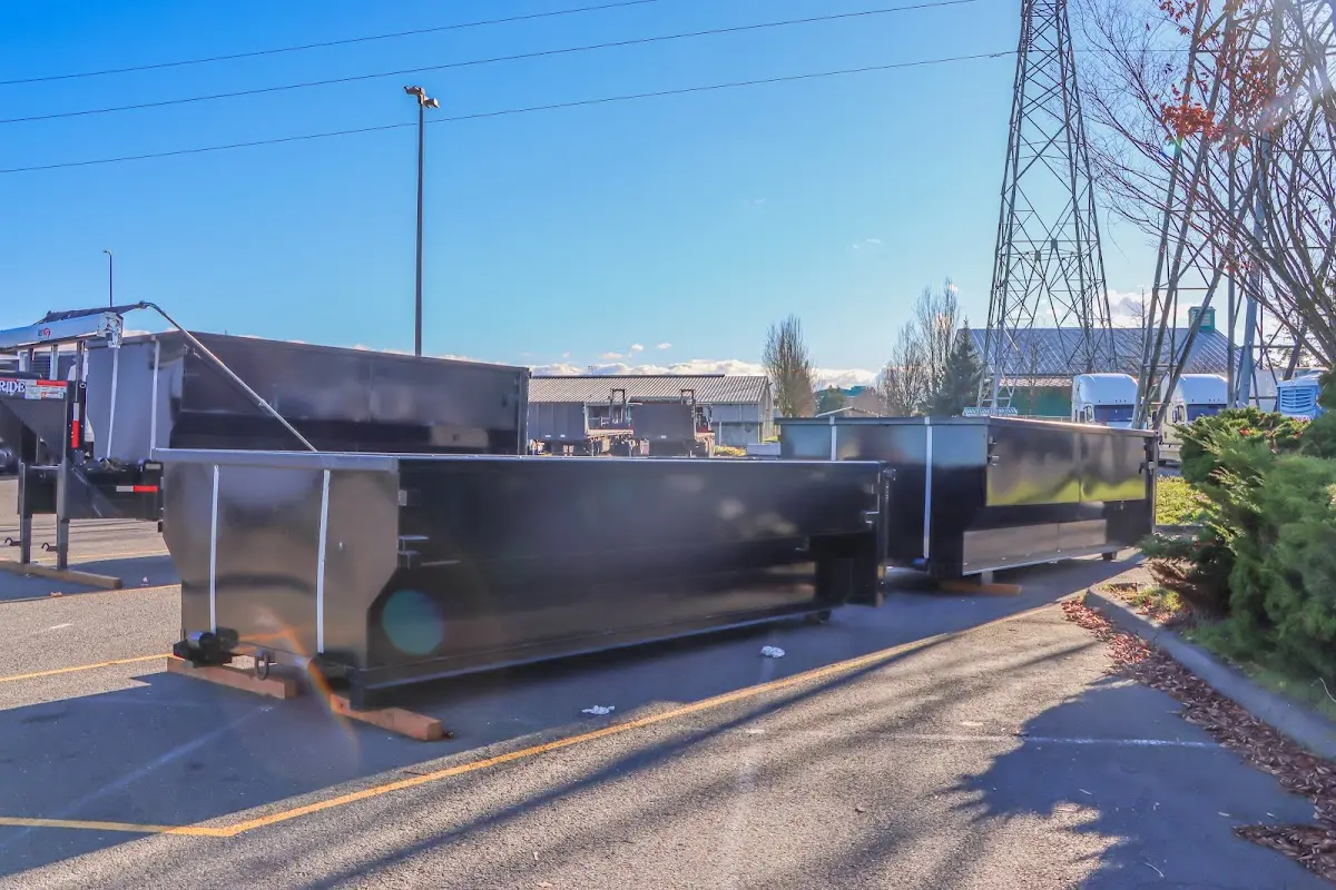Roll-off dumpster ready for waste disposal at job site for Cleanout Dumpster Rental in Perry Heights